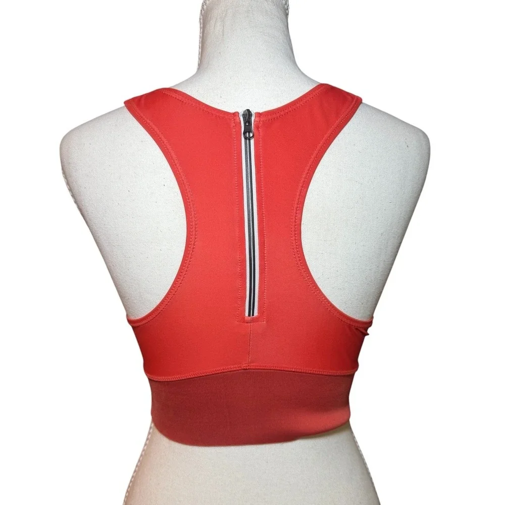 Nani Swimwear‎ Coral Orange Laser Cut High Neck Crop Bikini Top XS Back Zip